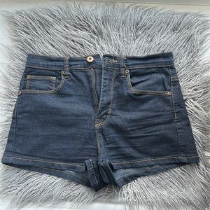 Size 26 dark wash high waisted denim shorts